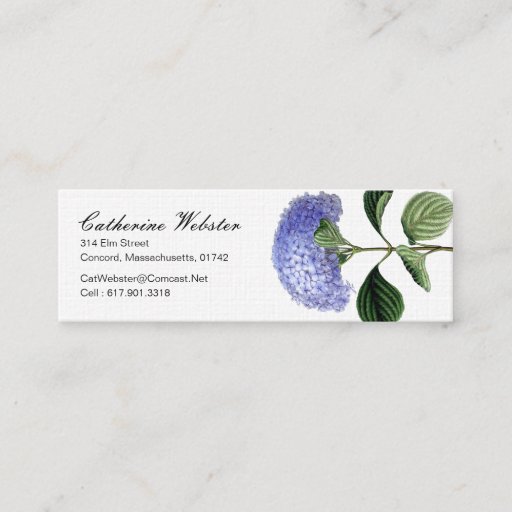 Customizable Hydrangea Botanical Business Card