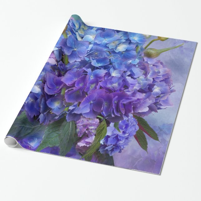 Hydrangea Bouquet Art Gift Wrap (Unrolled)