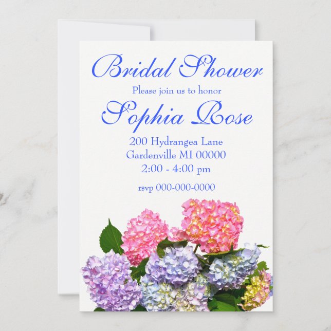 Hydrangea Bouquet  - bridal shower Invitation (Front)