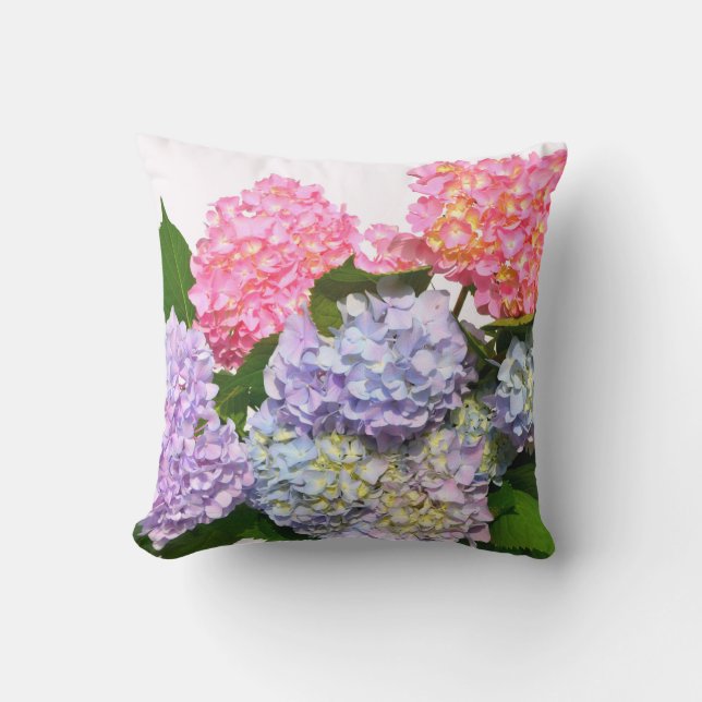 Hydrangea Bouquet  Outdoor Pillow (Front)