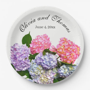 Hydrangea Bouquet pink blue purple floral Paper Plates