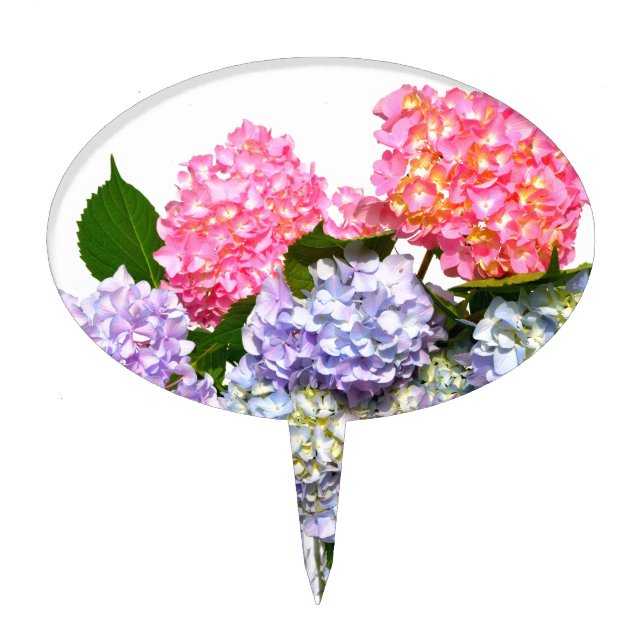 Hydrangea Bouquet pink purple blue floral Cake Topper (Front)
