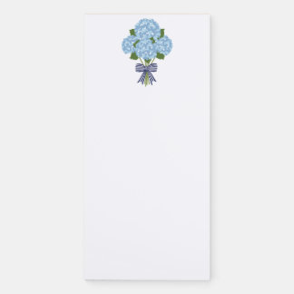 Hydrangea Bouquet Ribbon Blue & White Floral  Magnetic Notepad