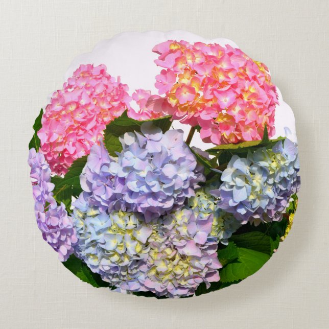 Hydrangea Bouquet Round Pillow (Front)