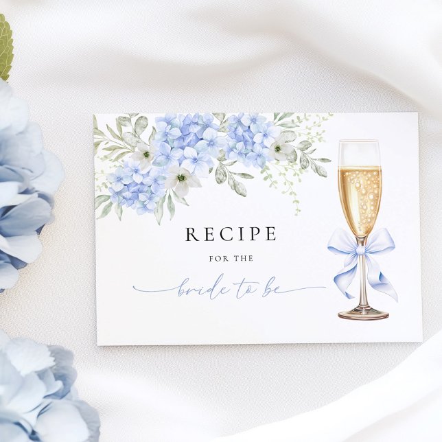 Hydrangea Bow Bridal Shower Recipe Request Enclosure Card (Creator Uploaded)
