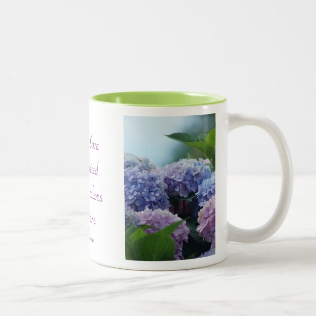 Hydrangea BQT Mug- personalize Two-Tone Coffee Mug (Right)