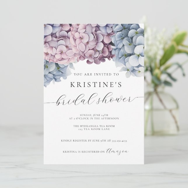 Hydrangea Bridal Shower Invitation (Standing Front)