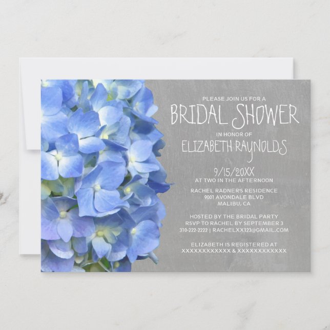Hydrangea Bridal Shower Invitations (Front)
