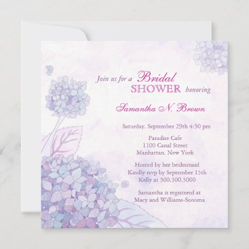 Hydrangea Bridal Shower Invitations