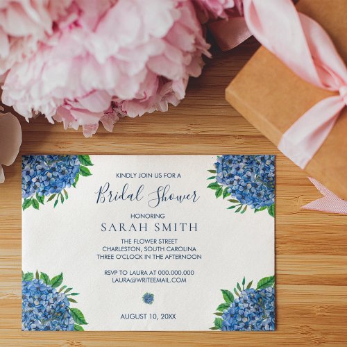 Hydrangea Bridal Shower Invitations With Envelopes