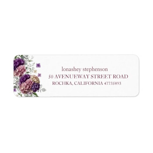 Hydrangea Bridal Shower Return Address Label