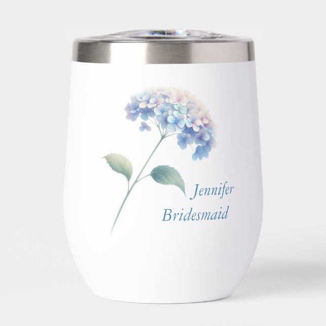 Hydrangea Bridesmaid Wine Tumbler (Front)