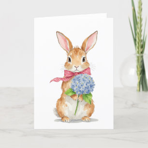 Hydrangea Bunny Watercolor Easter Card