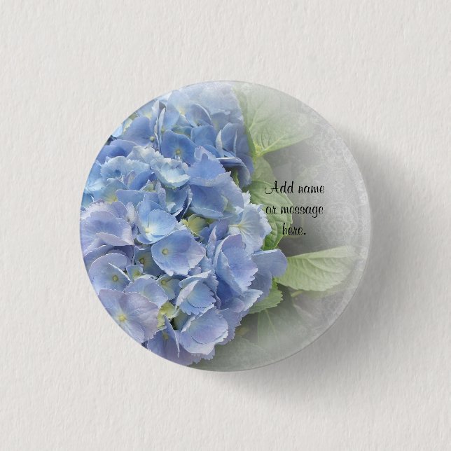 Hydrangea button for wedding favors (Front)