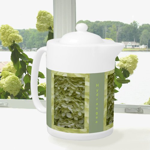 Hydrangea Celadon Green Floral Teapot