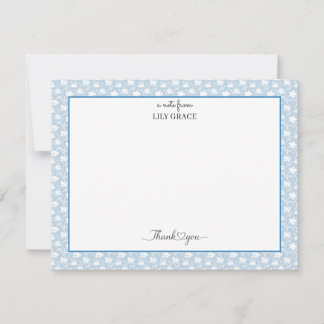 Hydrangea Chintz Blue and White Flat Thank You Note Card