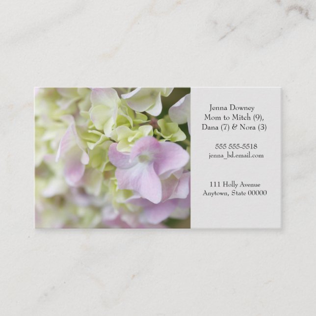 Hydrangea closeup Mom Business Card (Front)