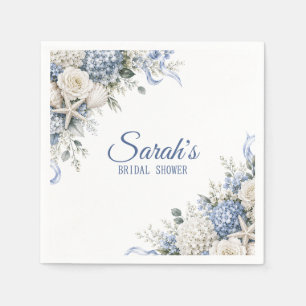 Hydrangea Coastal Bridal Shower Personalized Napkins