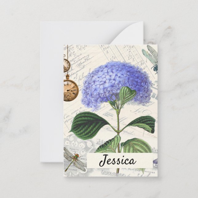 Hydrangea Collage Personalized Note Card (Front)