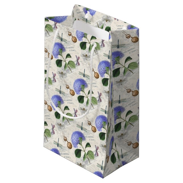 Hydrangea Collage Small Gift Bag (Front Angled)