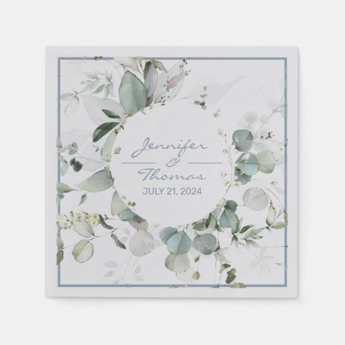 Hydrangea Color and Green leaves Paper Napkin 