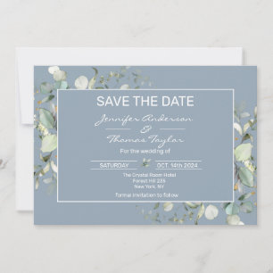 Hydrangea Color and Green leaves Save The Date