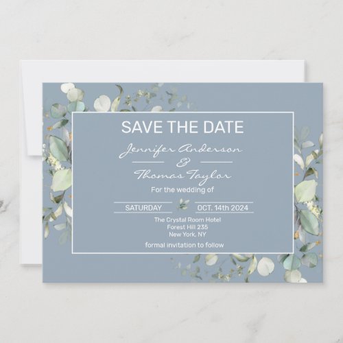 Hydrangea Color and Green leaves Save The Date 