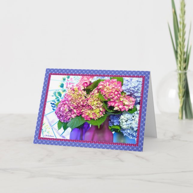 Hydrangea colors & borders II Card (Front)