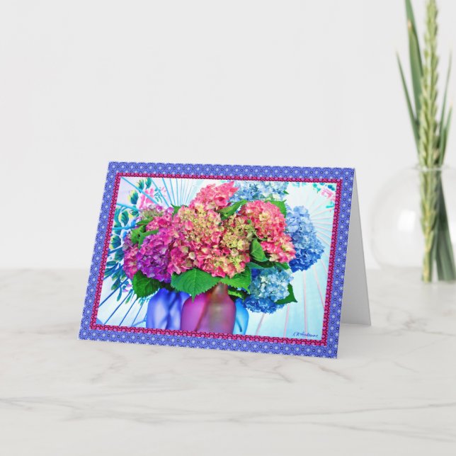 Hydrangea colors & borders III Card (Front)