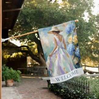 Hydrangea Cottagecore Floral Woman House Flag