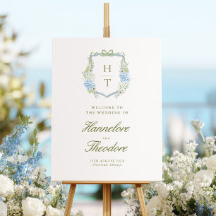 Hydrangea Crest Wedding Welcome Sign