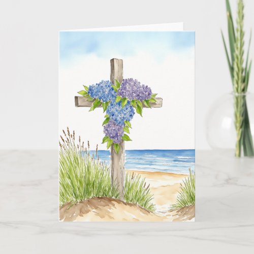 Hydrangea Cross Easter Religious Watercolor