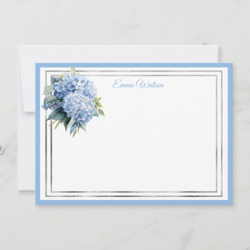 Hydrangea Custom Name Note Card