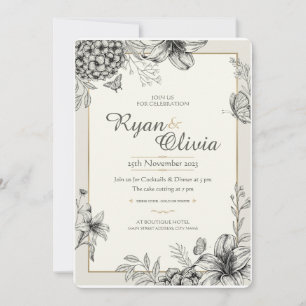 Hydrangea Customized Elegant Vintage Wedding Invitation