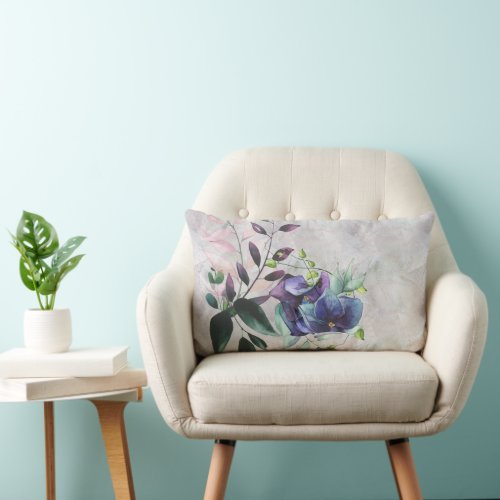 Hydrangea Deep Blue Mood Contemporary Floral Lumbar Pillow