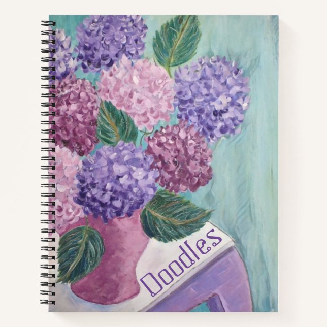 Hydrangea Doodle Sketchbook Notebook (Front)
