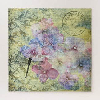 Hydrangea Dragonfly Postmark Ephemera