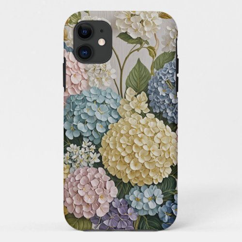 Hydrangea Dreams Pastel Blooms iPhone 11 Case