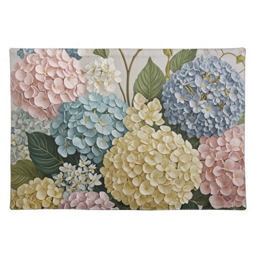 Hydrangea Dreams Pastel Blooms Cloth Placemat