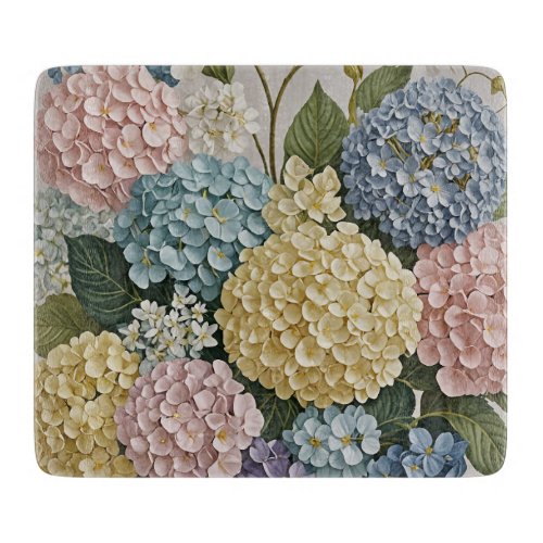 Hydrangea Dreams Pastel Blooms Cutting Board