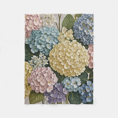 Hydrangea Dreams Pastel Blooms Fleece Blanket