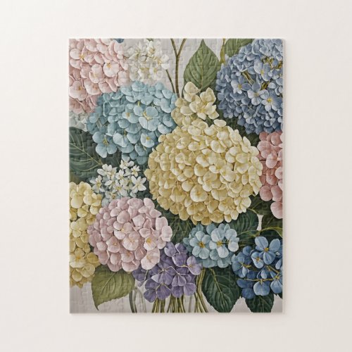 Hydrangea Dreams Pastel Blooms Jigsaw Puzzle