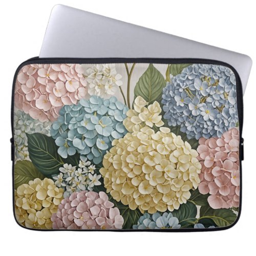 Hydrangea Dreams Pastel Blooms Laptop Sleeve