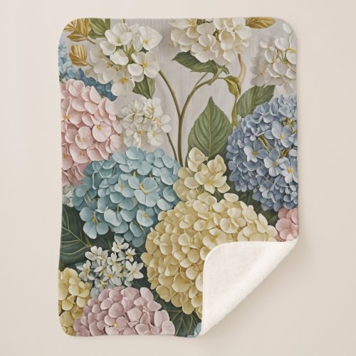 Hydrangea Dreams Pastel Blooms Sherpa Blanket