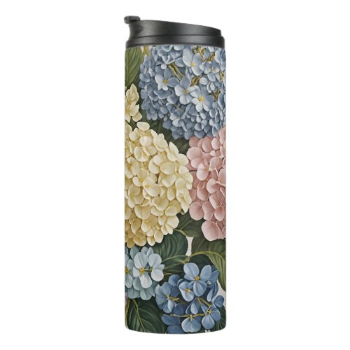 Hydrangea Dreams Pastel Blooms Thermal Tumbler