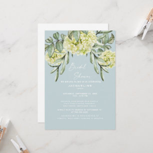 Hydrangea Dusty Blue Elegant Bridal Shower Invitation