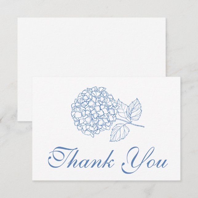 Hydrangea Dusty Blue Elegant Floral Thank You (Front/Back)