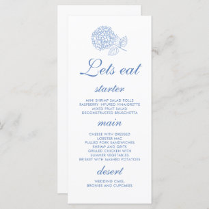 Hydrangea Dusty Blue Floral Wedding Menu