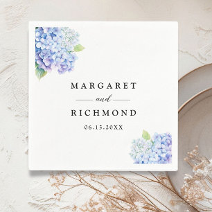 Hydrangea Dusty Blue Floral Wedding Napkins