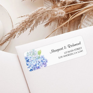 Hydrangea Dusty Blue Floral Wedding Return Address Label